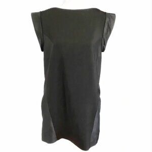 CAMEO BLACK PANELLED SHORT ROLLED SLEEVE SHIFT FORMAL DRESS - S